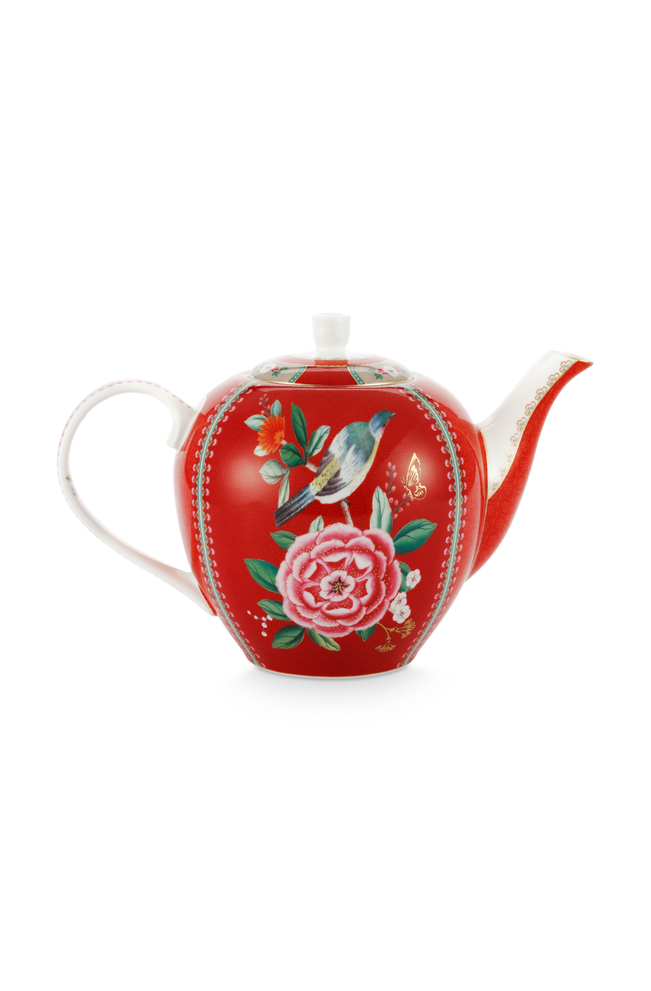 Pip Studio Blushing Birds Red Teapot Large