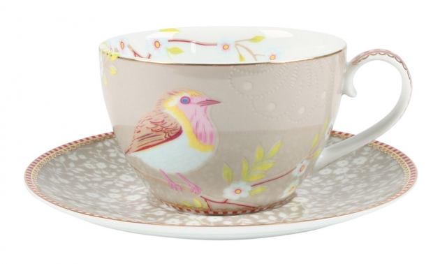 Pip Studio Early Bird Khaki Cup & Saucer