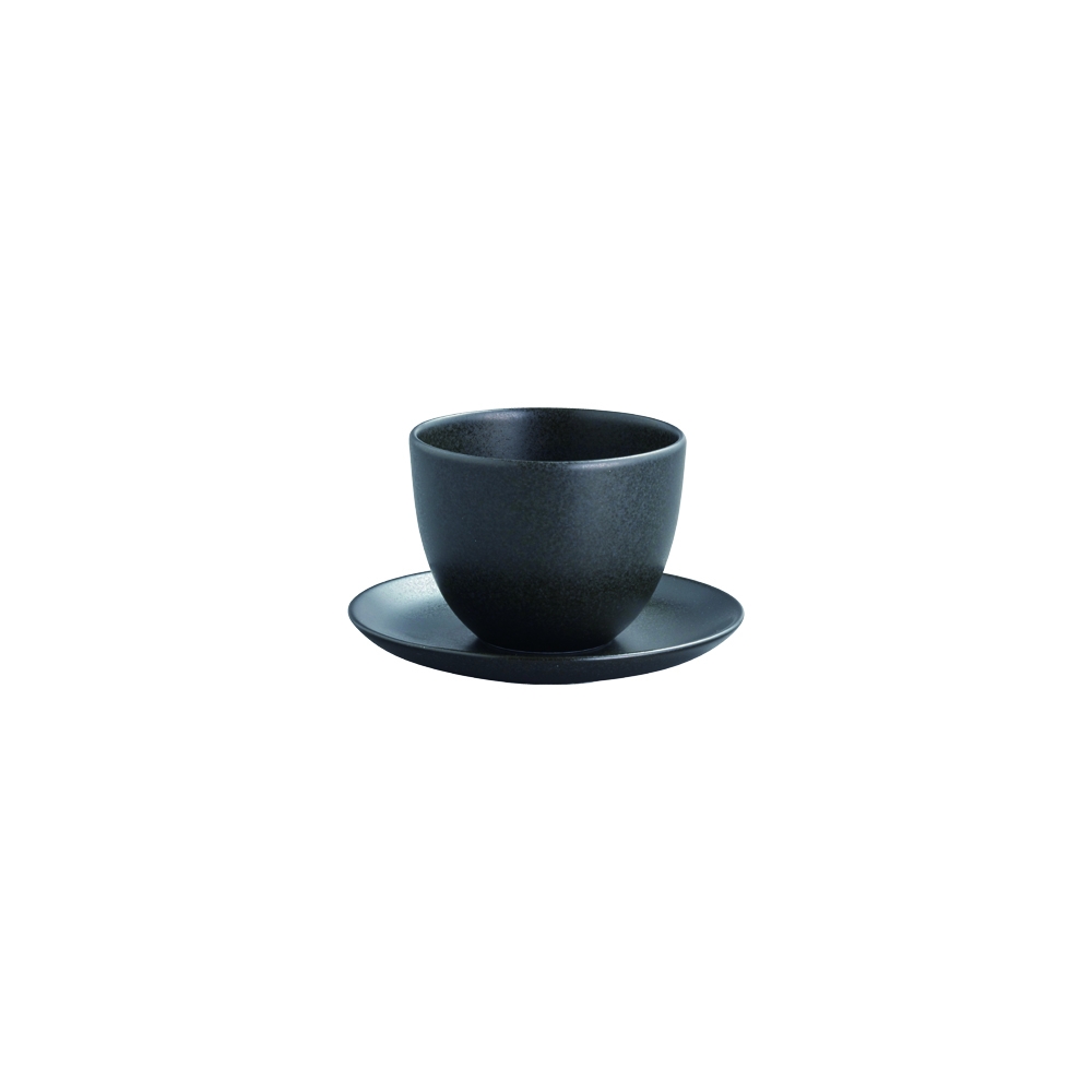 "Pebble" Cup and Saucer by Kinto black