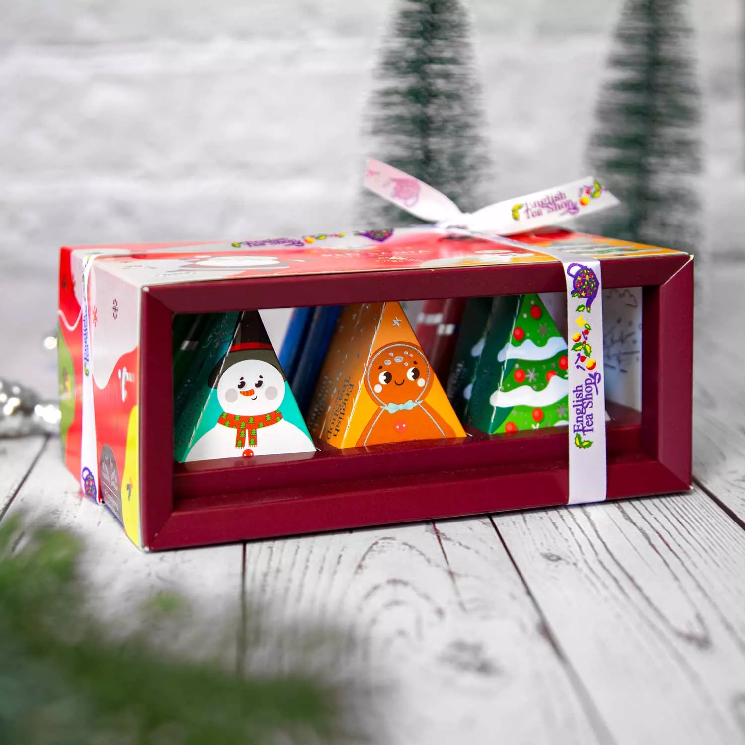 Teegeschenk mit Schleife "Red Santa Christmas", BIO, 12 Pyramiden-Beutel