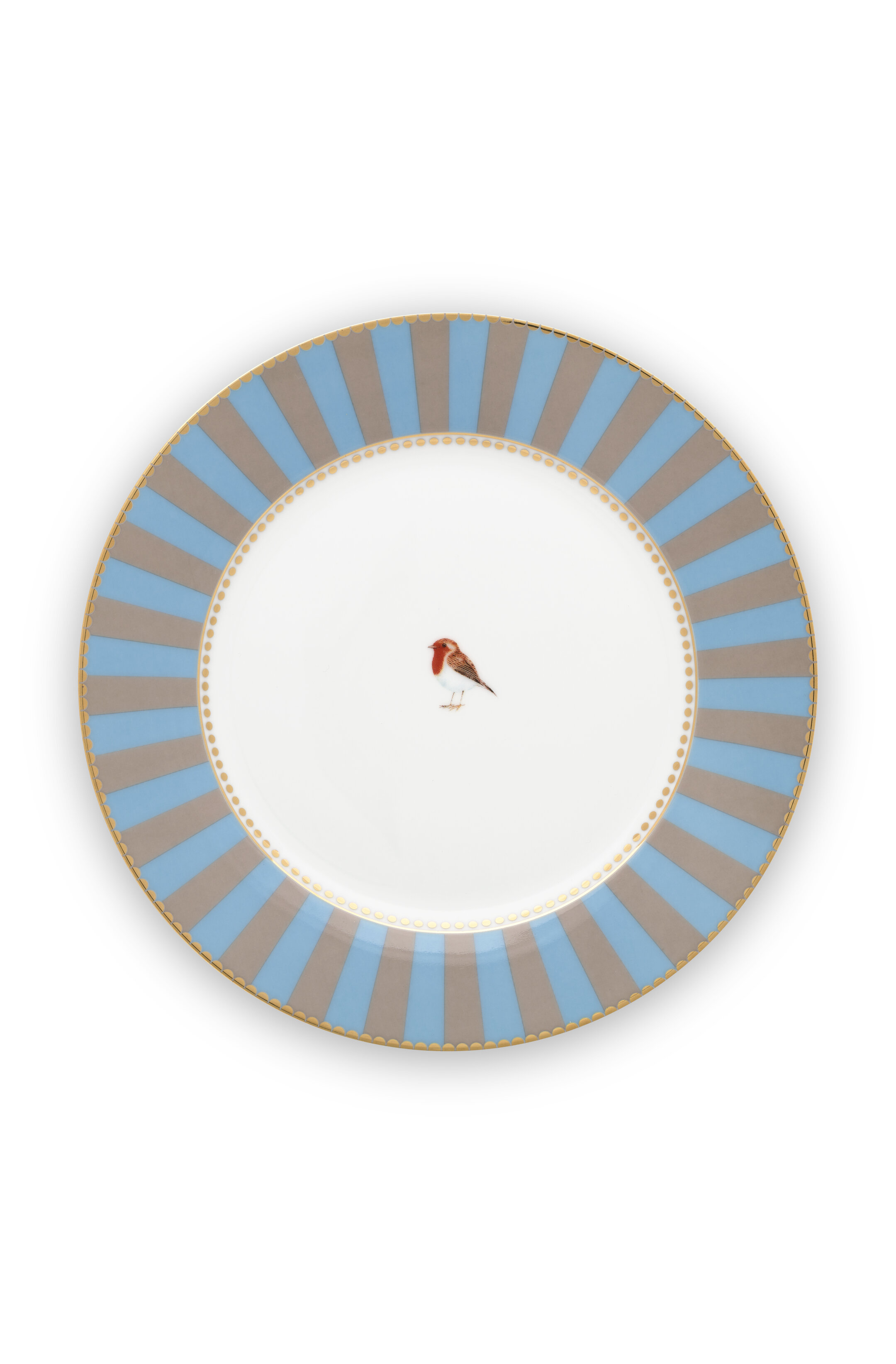 Pip Studio Love Birds Plate Stripes Blue-Khaki (21cm)