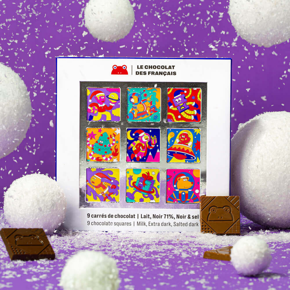9 chocolate squares 