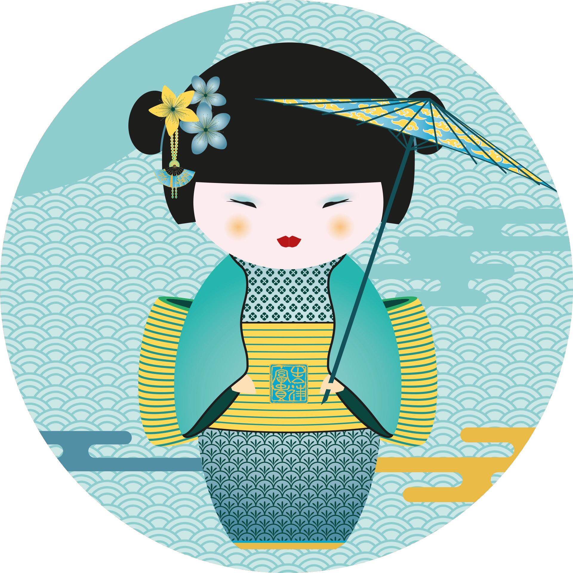 Geisha (blau) 