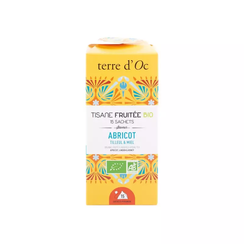 Tisane biologique fruitée à l'abricot, au tilleul et au miel