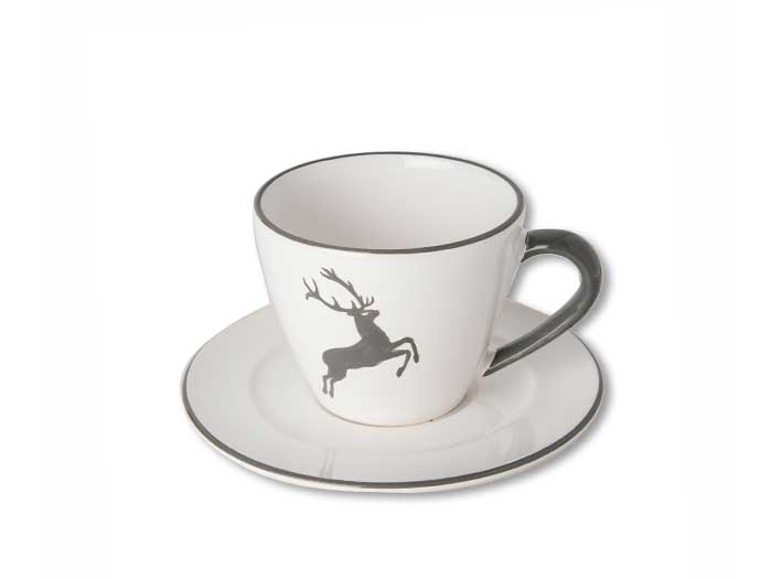 Gmundner Tasse mit Untertasse Grauer Hirsch (0,2 l)