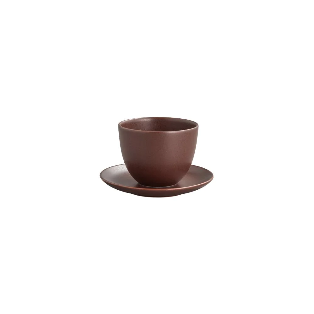 "Pebble" Cup and Saucer by Kinto brown