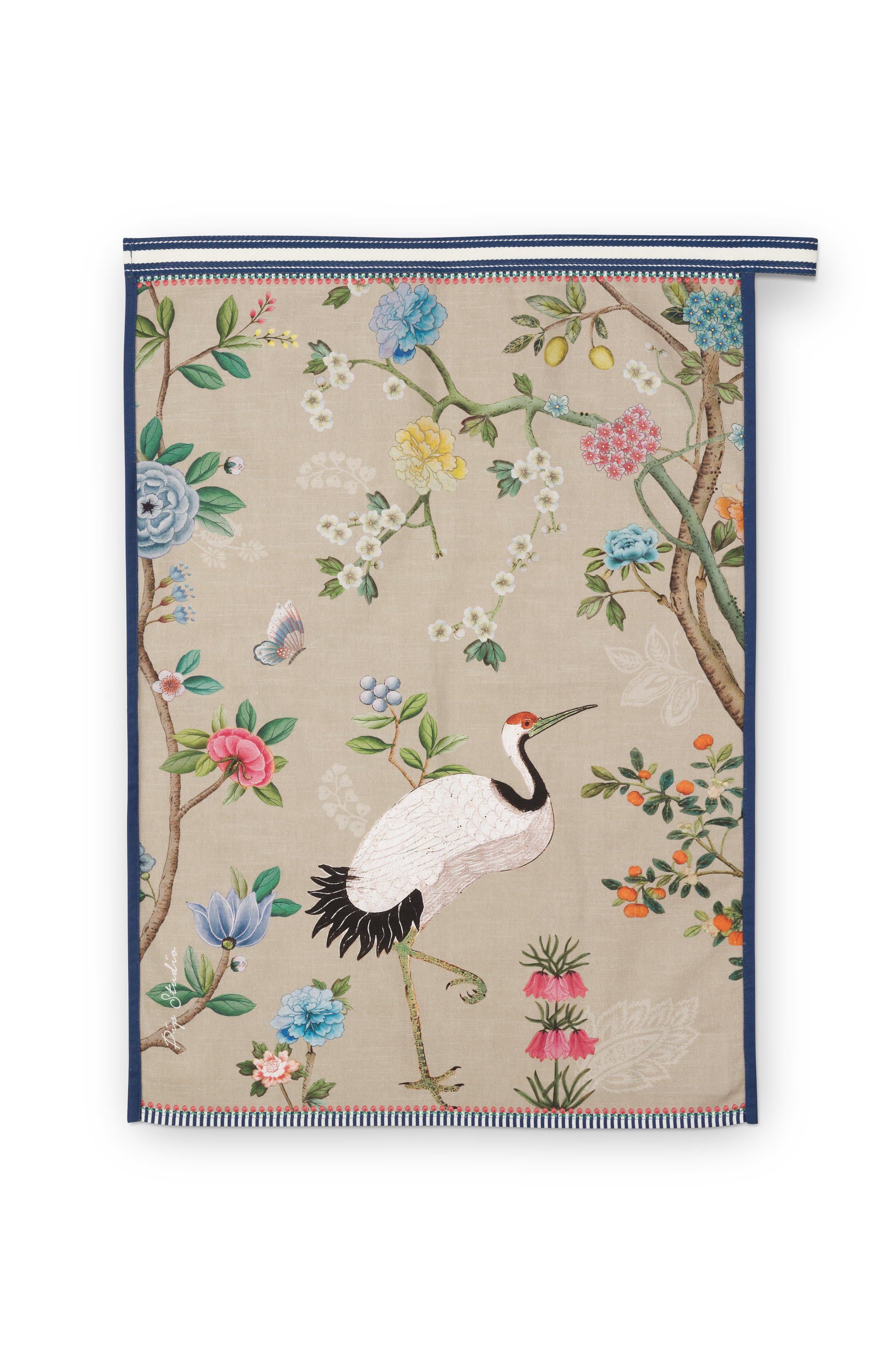 Pip Studio Blushing Birds Tea Towel All Over Print Khaki