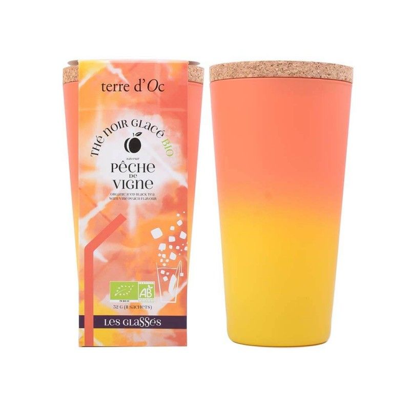 Organic black iced tea with vineyard peach flavour, 1 glass and 8 XXL tea bags (4 g)