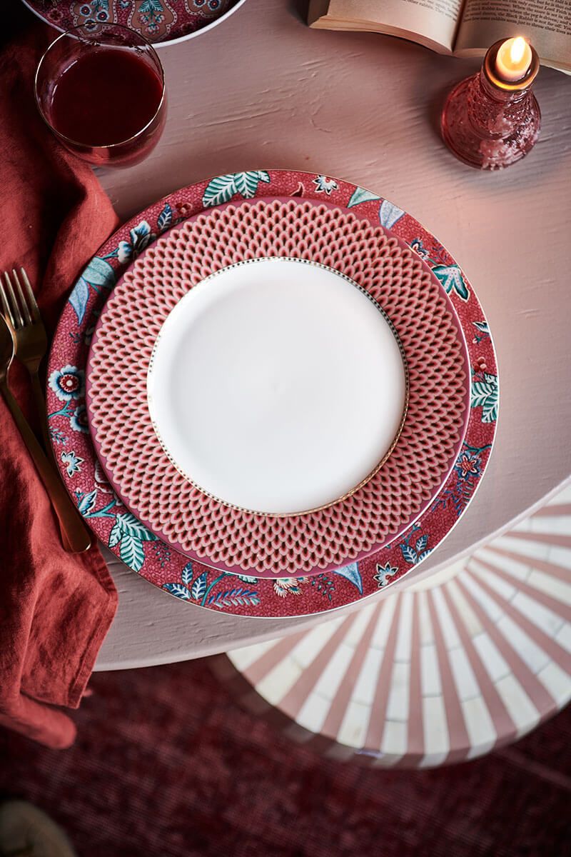 Assiette plate coloris rose en céramique Lucco – Ø 26,5 cm