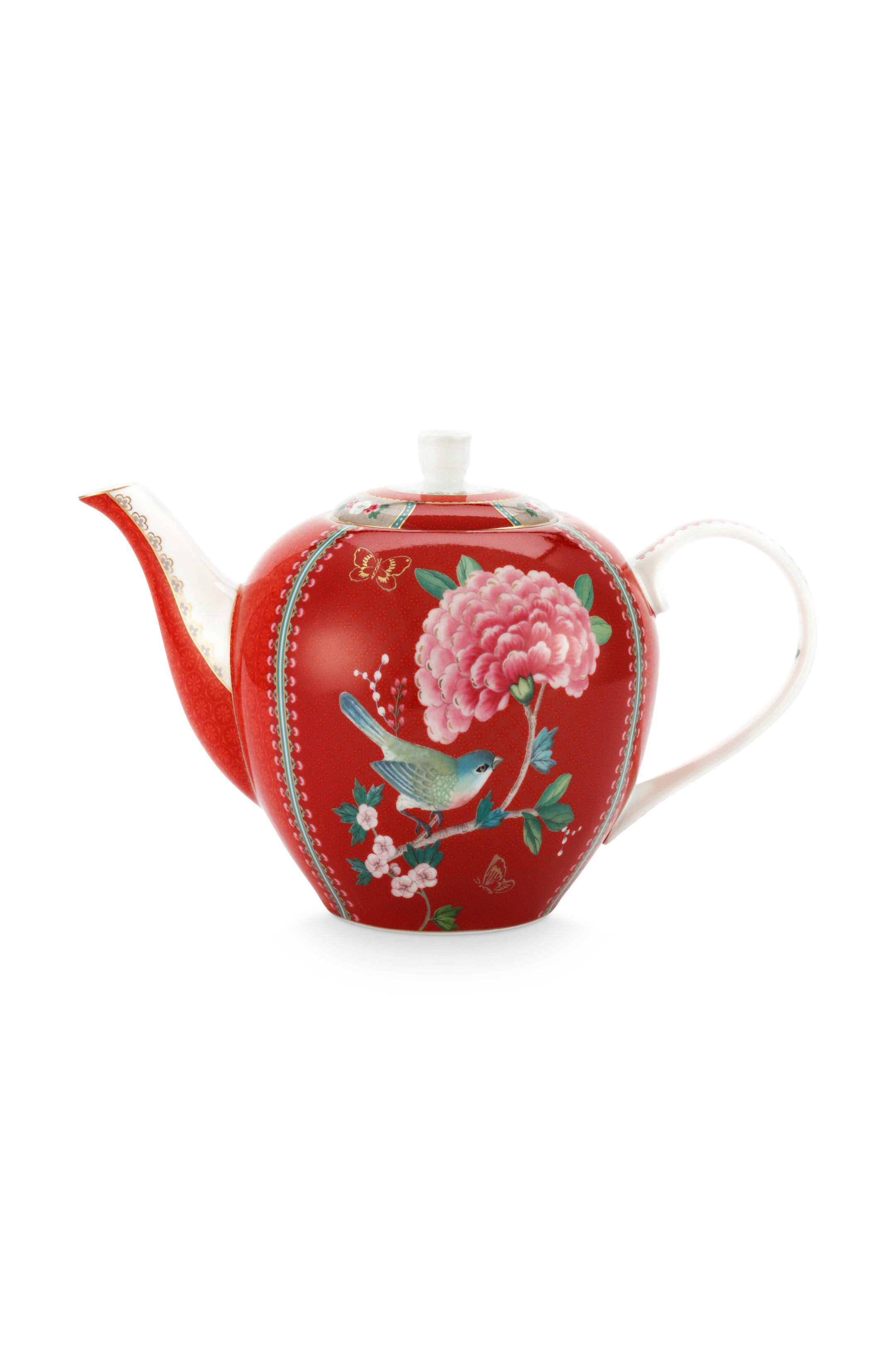 Pip Studio Théière rouge Blushing Birds, grand modèle