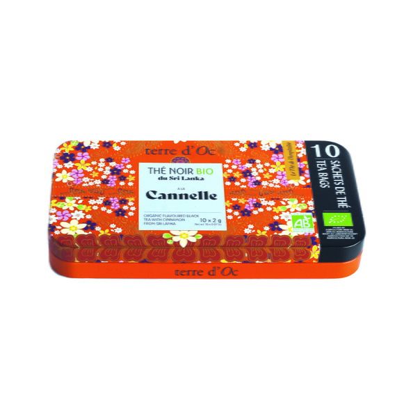  10 tea bags organic black tea "Cannelle" flavored with cinnamon from Sri Lanka