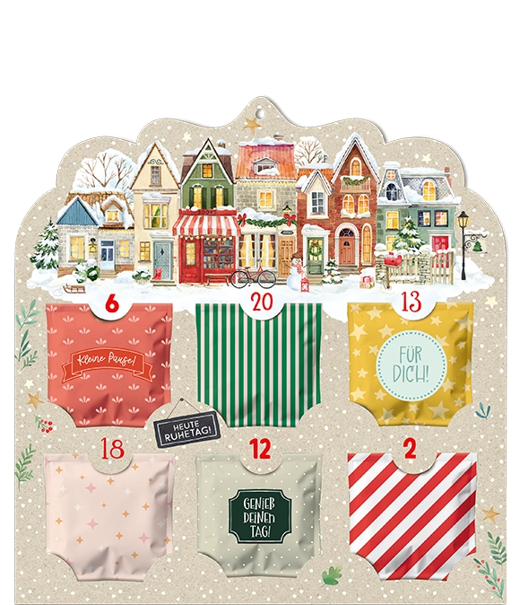 Tee Adventskalender mit Winterstädtchen