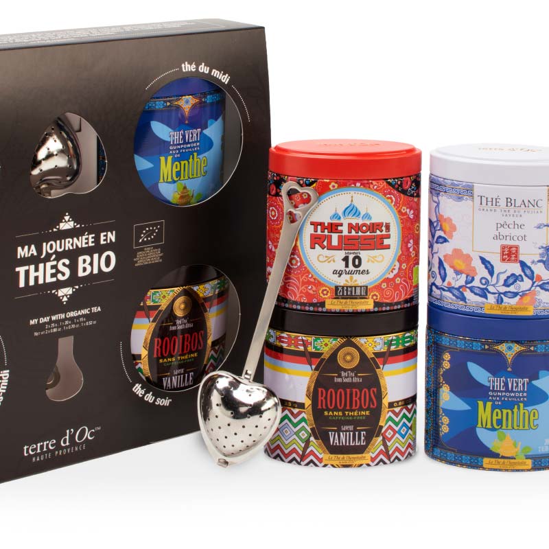 Coffret cadeau "Ma journée avec les thés bio" avec 4 variétés - Bio