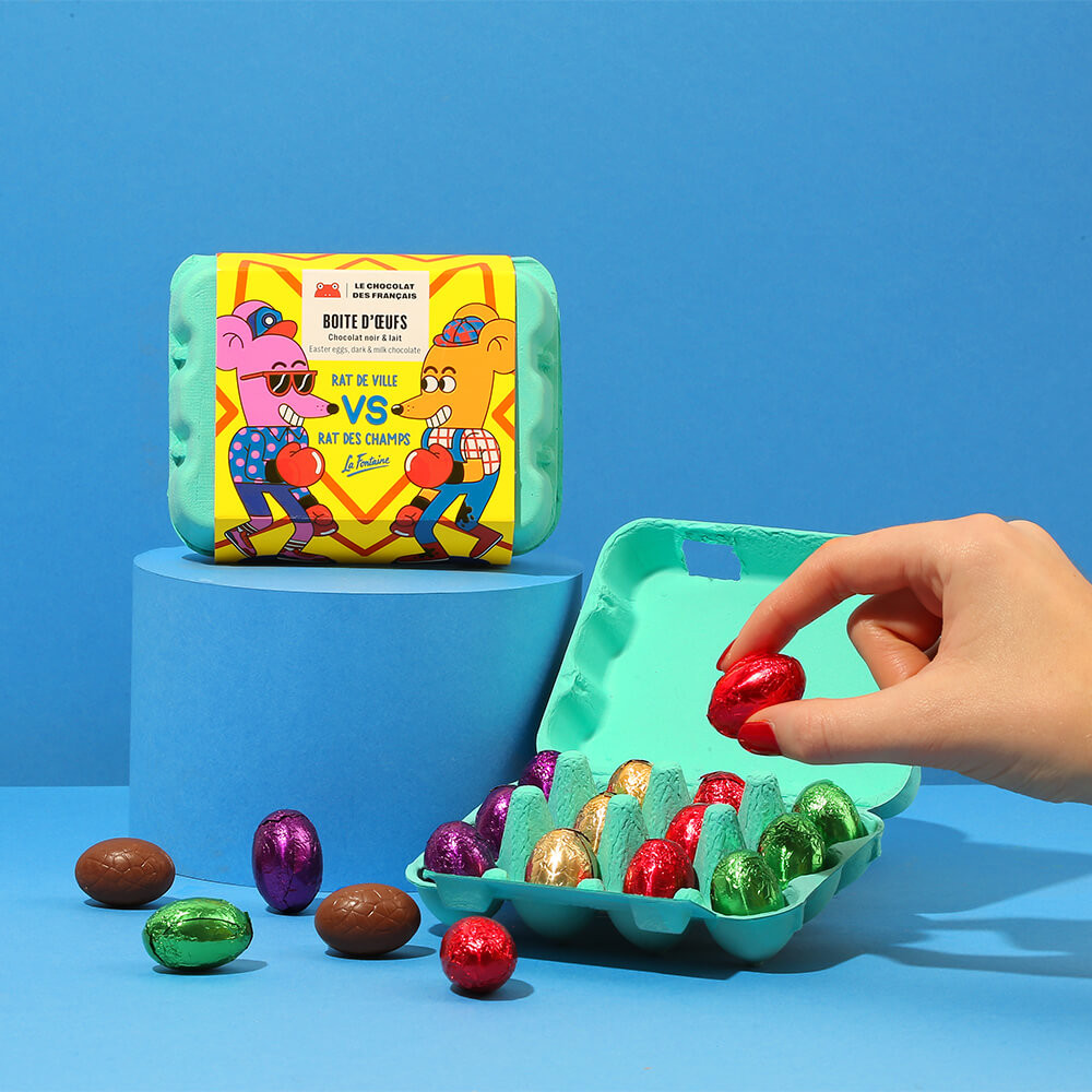 Eierkarton mit 12 Oster-Schokoladen