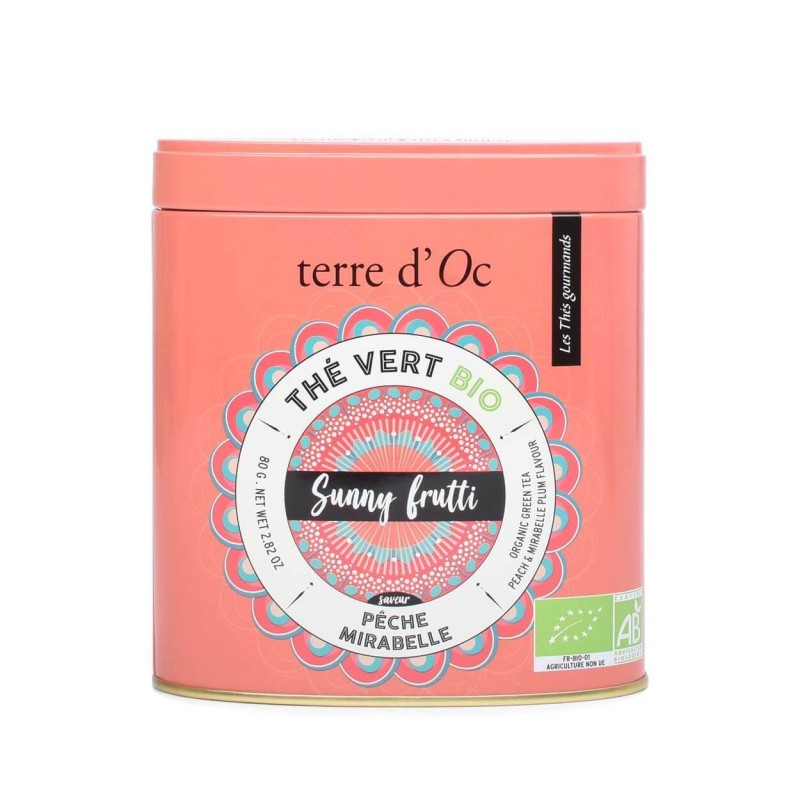 Thé vert "Sunny Frutti" pêche et mirabelle bio - 80g