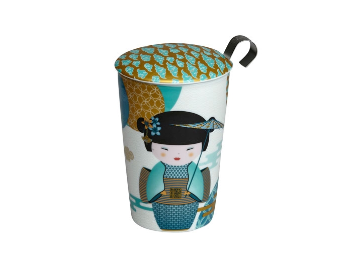 Lidded cup Geisha (blue)