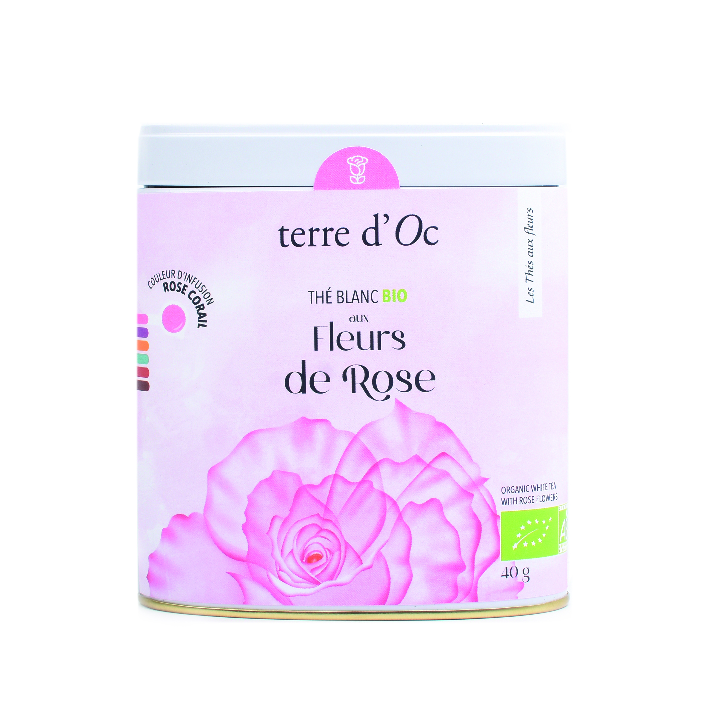 Thé blanc bio aux pétales de rose 40g