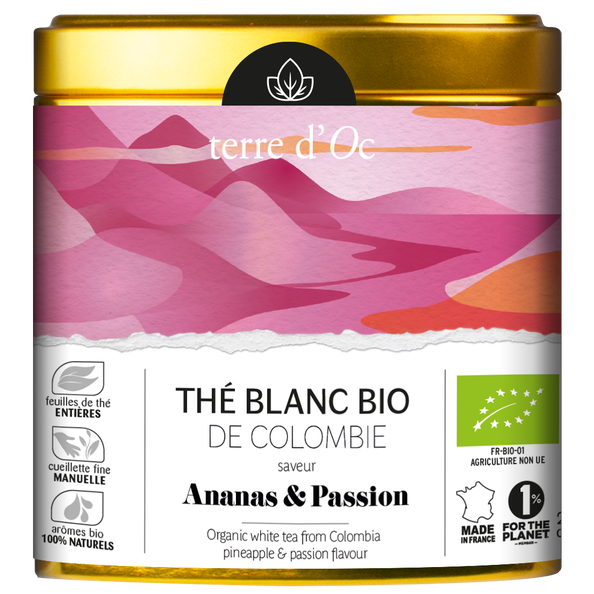  Organic white tea from Colombia Pineapple and passion fruit flavour
