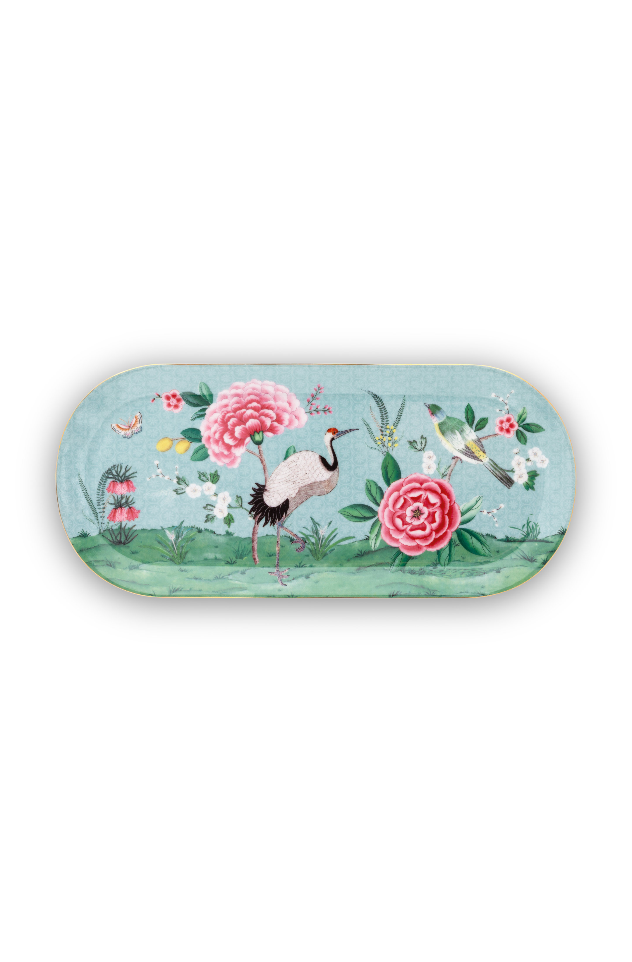 Pip Studio - Assiette à gâteaux rectangulaire bleu "Blushing Birds" (oiseaux)