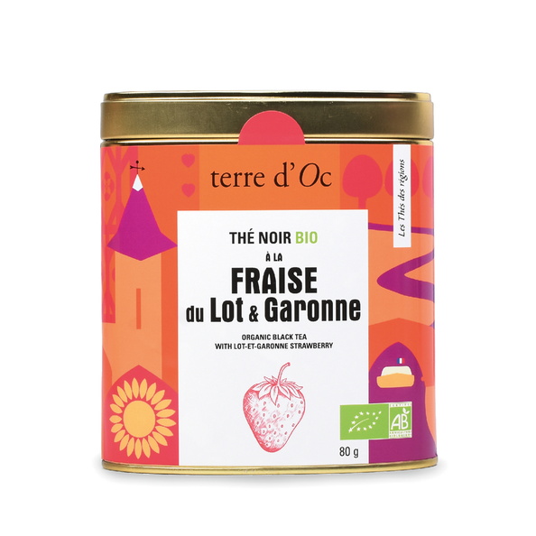 Organic black tea with strawberry from Lot-et-Garonne