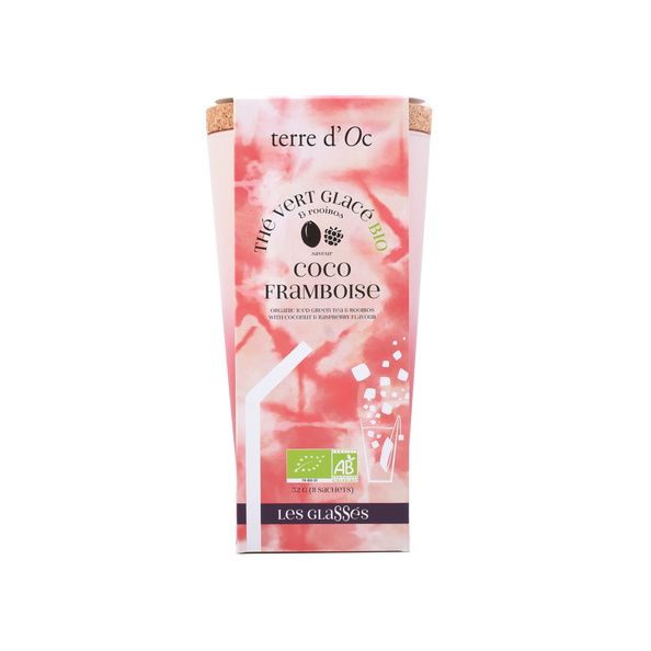 Organic Iced Tea Coconut Raspberry Flavour 1 glass & 8 XXL (4g) tea bags