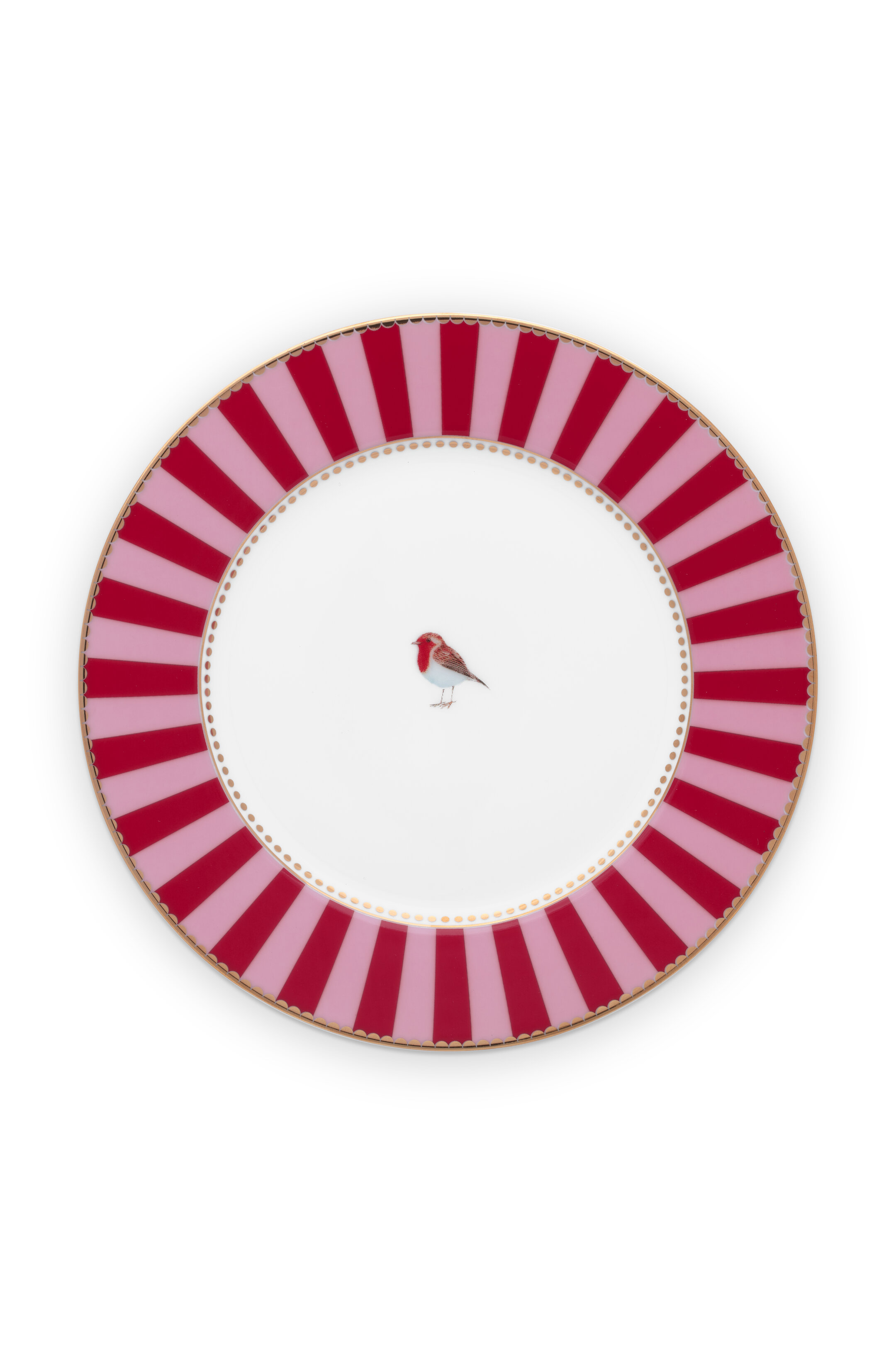 Pip Studio Love Birds Plate Stripes Red-Pink (17cm)