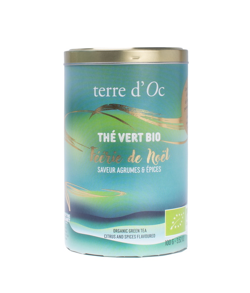 Thé vert bio "Fée de Noël", goût : agrumes & épices 100g