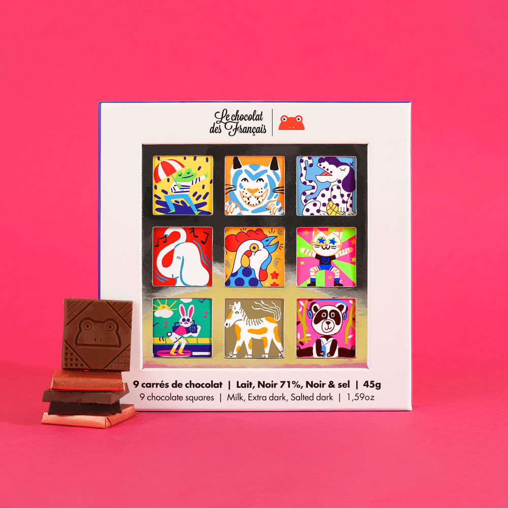 9 chocolate squares 