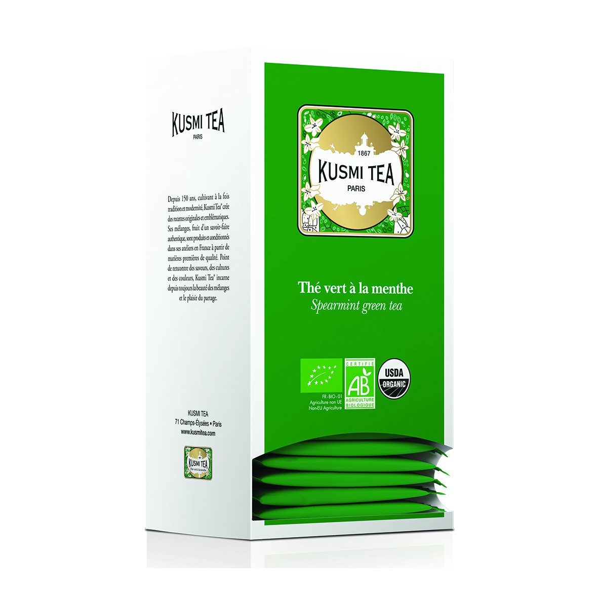 Green Tea with Mint - Organic (25 tea bags, individually packed)