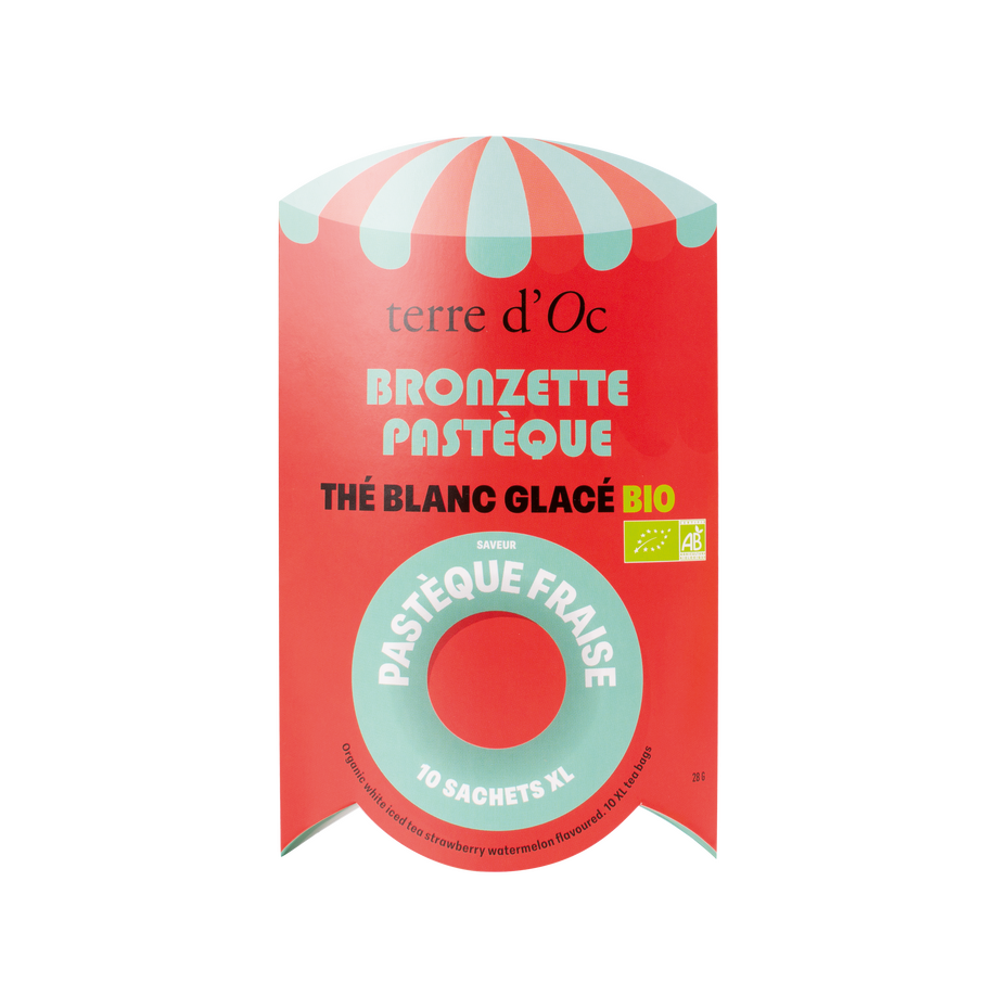 Weißer Bio-Eistee Wassermelone- Erdbeer-Geschmack Wassermelonen-Sonnenbad (10 Teebeutel)