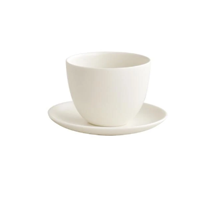 "Pebble" Cup and Saucer by Kinto white