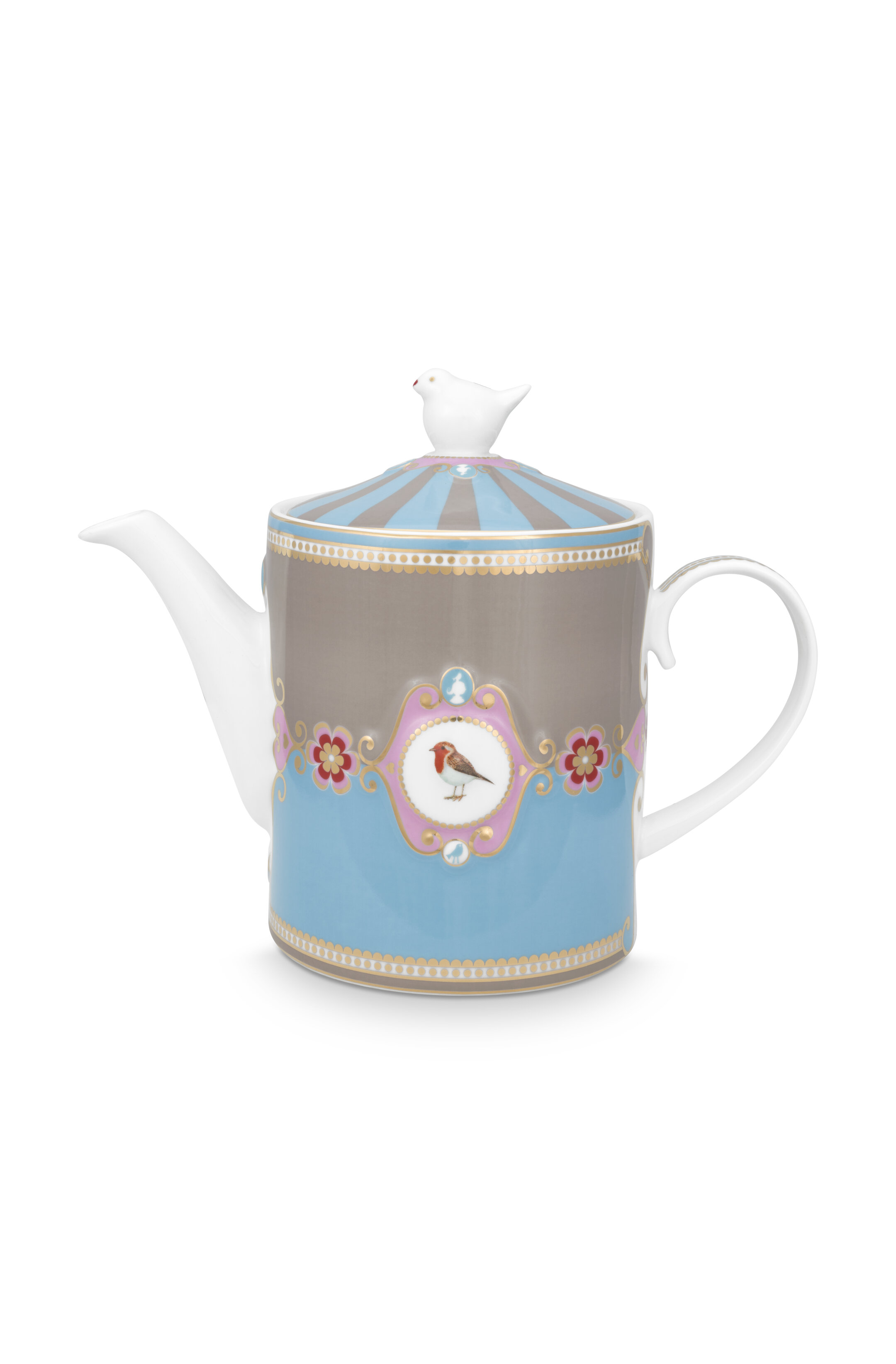 Pip Studio Théière Love Birds Médaillon Bleu-Kaki