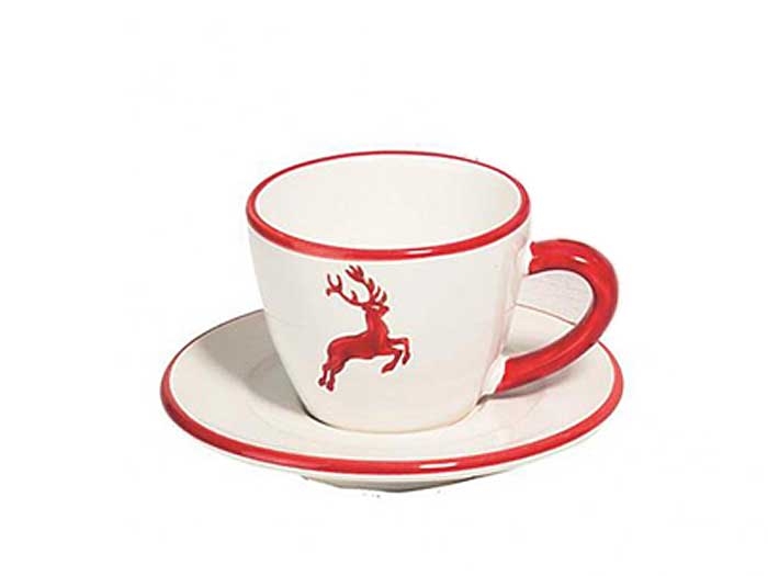 Gmundner Tasse mit Untertasse Roter Hirsch (0,2 l)