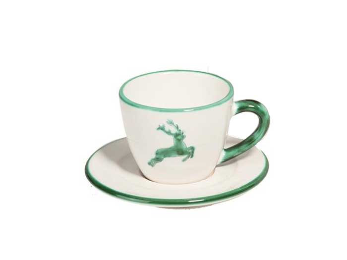 Gmundner Cup with Saucer Green Deer (0,2 l)